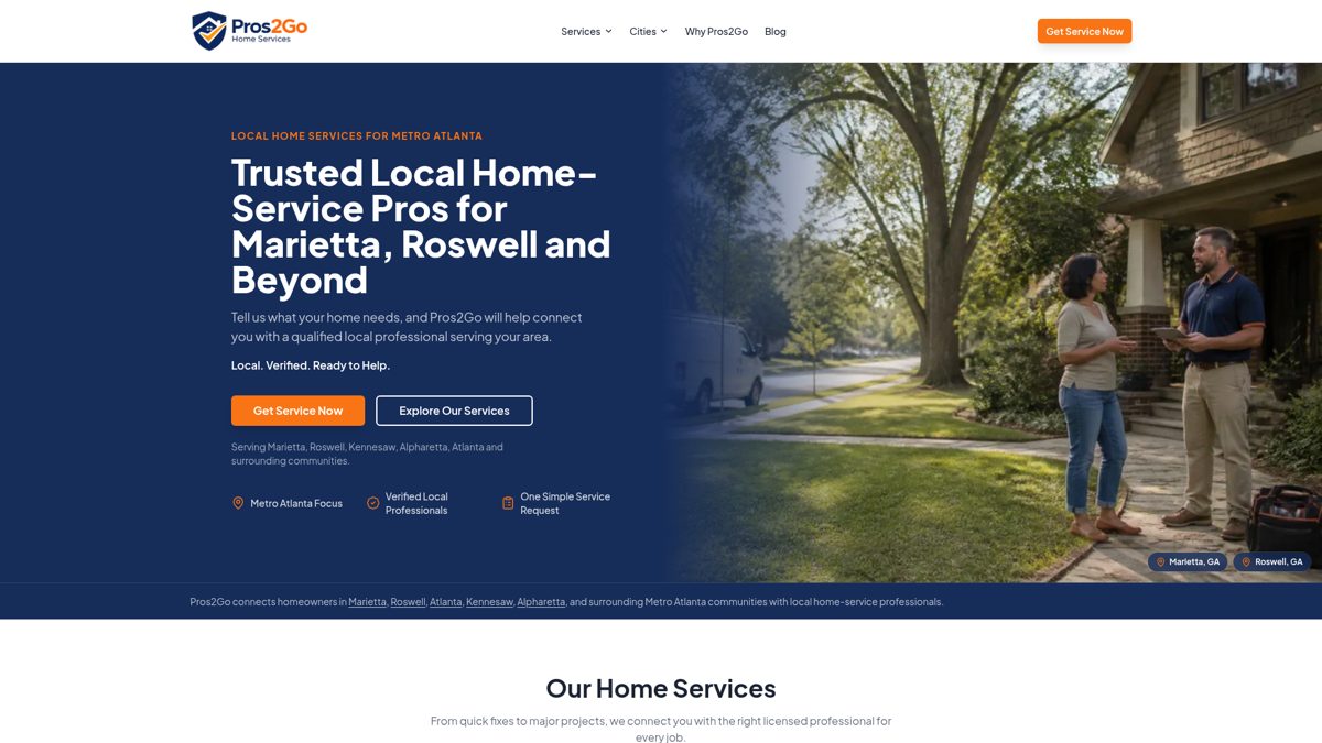 Pros2Go website homepage