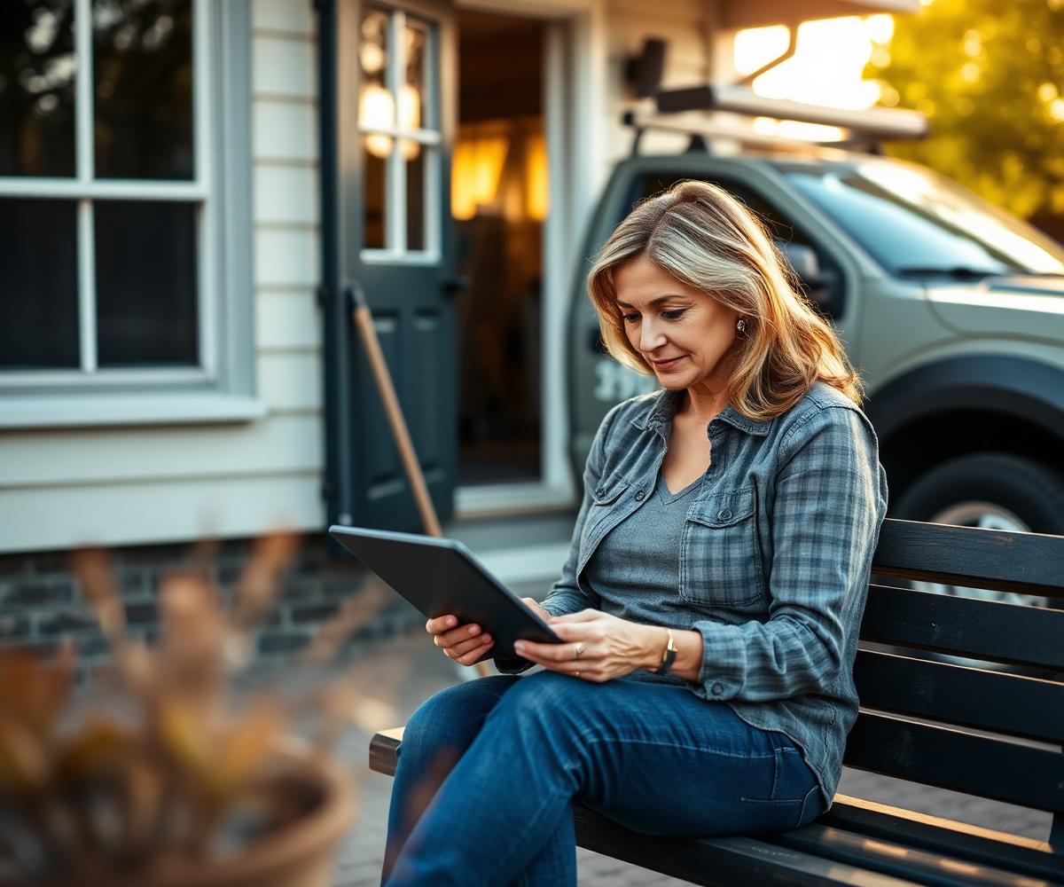 Small business owner reviewing customer requests on a tablet