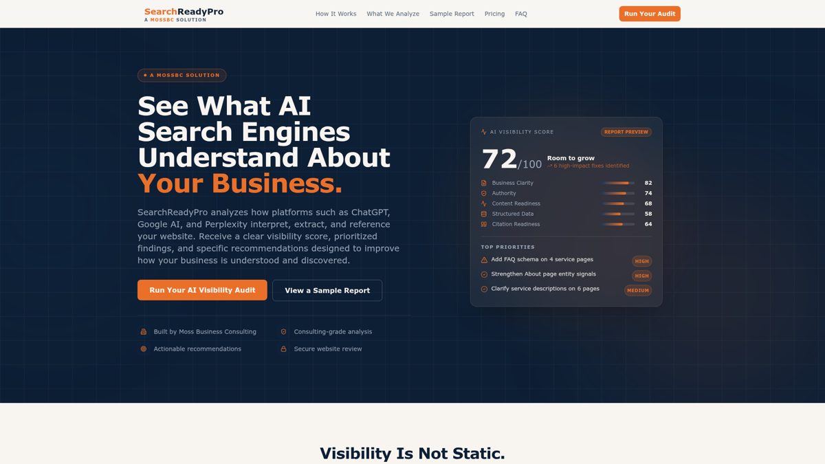 SearchReadyPro website homepage
